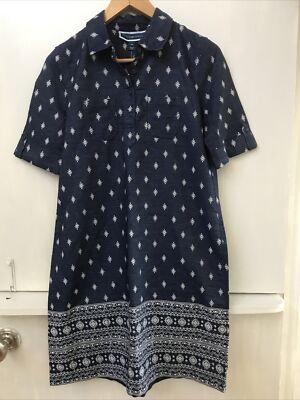 Karen Scott Collared Shirt Dress Size Petite Small PS Navy Blue