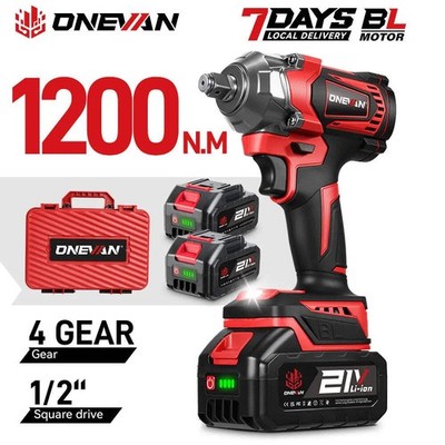 ONEVAN 1200N.M Brushless Electric Impact Wrench DTW500 4Gear Rechargeable Electr