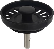 Black Kitchen Sink Drain Basket Strainer Stopper Replacement for Polymer Brass