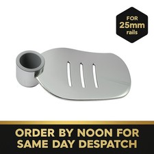 EcoSpa Soap Dish for 25mm Shower Riser Rail Adjustable Height Chrome Palm Tray