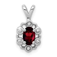 Silver  Garnet & Diam. Pendant QBPD22JAN