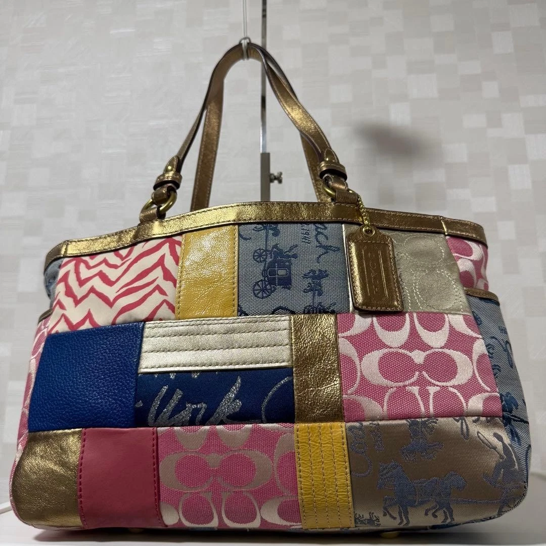 Coach Patchwork Canvas Exterior Satchel/Top Handle Bag Handbags