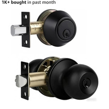 Matte Black Keyed Alike Single Cylinder Deadbolt Door Knob Set 1 Pack