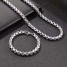 Halskette + Armband aus Edelstahl Luxus Set f&uuml;r M&auml;nner m&auml;nnlich modisch elegant