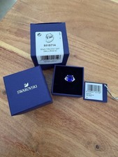 Swarovski Crystal Sapphire Blue Trilogy Silver Ring Size 52 Boxed 100% Genuine