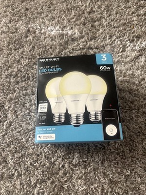 Merkury Innovations A19 60W Soft White 2700K Non Dimmable Smart LED Bulbs