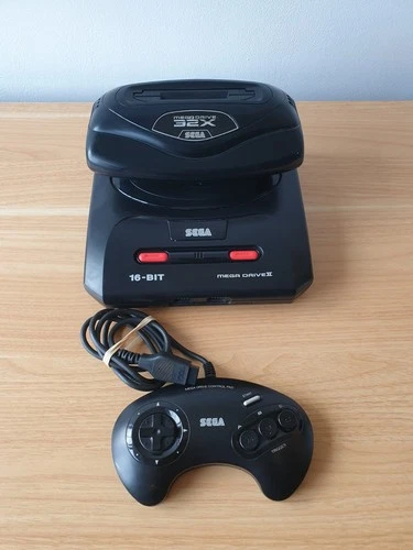 Sega Mega Drive 32x and Mega Drive 2 Console with controller 