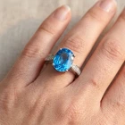 Estate Swiss Blue Topaz 3.70Ct 925 Sterling Silver Handmade Jewelry Rings Gift