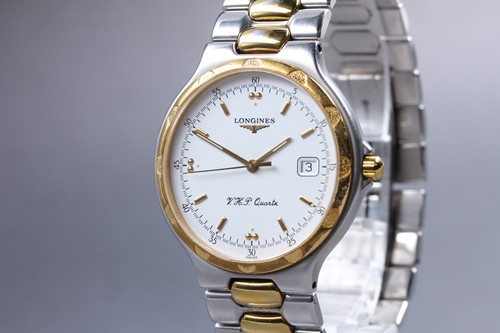 [Near MINT] LONGINES Conquest VHP L1.613.3 35mm Silver Dial Date Qz Men's Watch