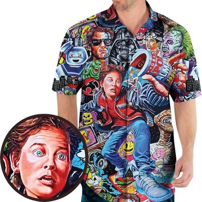 Back To The 80s Pop Culture 80s Movies Characters Hawaiian Shirt Fun and Stylish