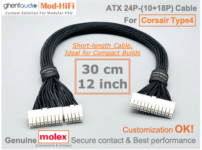  ATX 24-Pin Cable for Corsair Type4 (AX, HX, RMi, RMe, RMx...)- 30cm / 12 inch