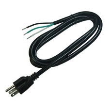 14 AWG Replacement AC Power Cord with Open End -3 Prong 6 Ft Black Heavy Duty Ex