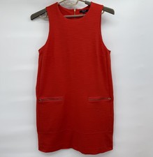 MADEWELL Red Sleeveless Zipper Pocket Short Shift Dress Size Large Bright