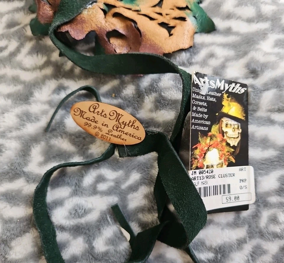 Кожаная маска ArtsMyths с фиолетовыми розами для косплея Ren Faire Masquerade новая с ценниками ЧИТАЙТЕ - Изображение 4 из 4