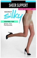 Secret Silky Women's Sheer Control Pantyhose 40 Denier Off Black, Size D(Height: