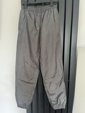 Vintage US Athletic Track Trousers Grey Nylon Lined Windbreaker Zip Leg S