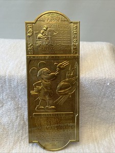 Vintage Disneyland Opening Day Mickey Mouse Brass Tribute Plaque Disney