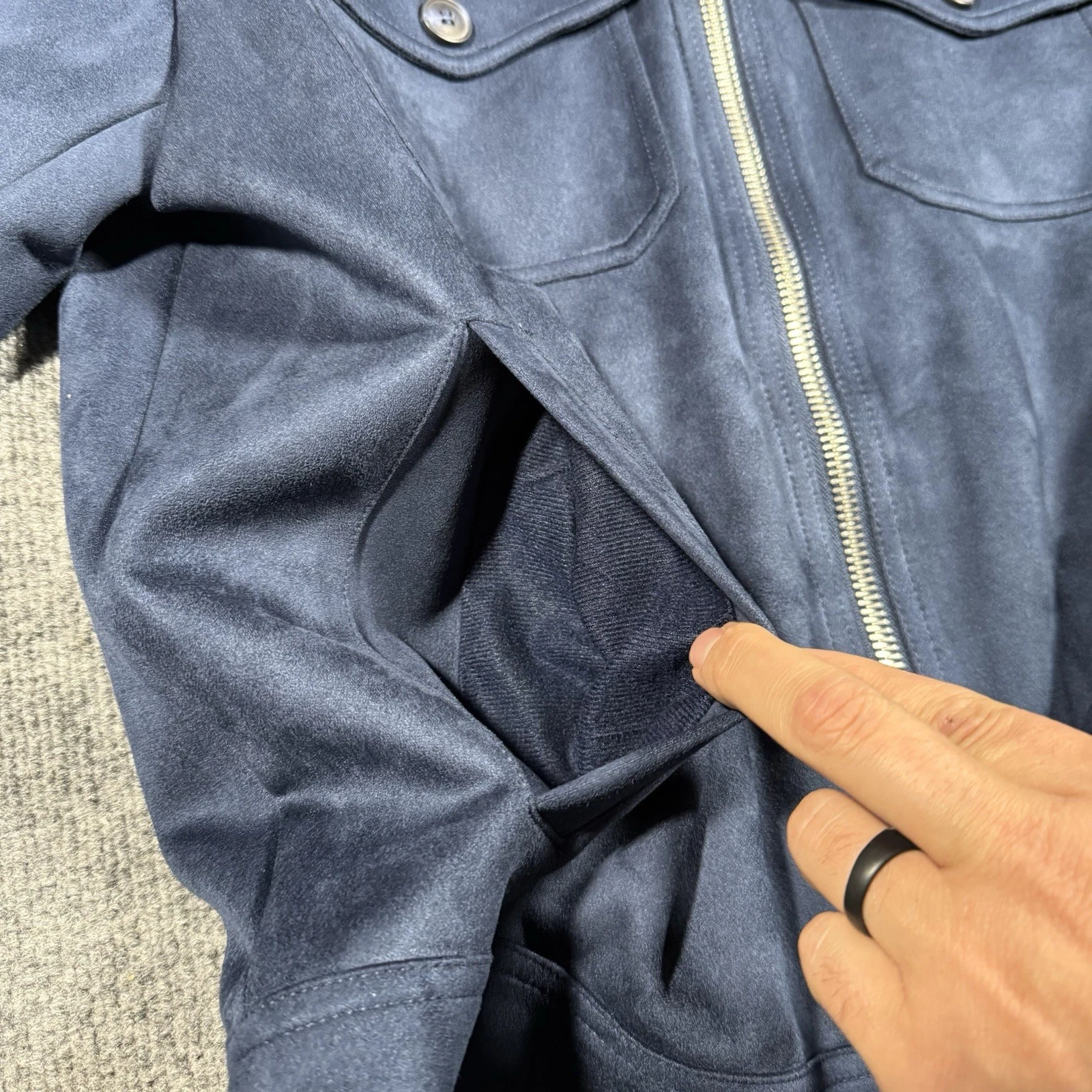 Robert Graham Vegan Suede Large Navy Blue Field Jacket NWT. $248 - product detail image 5