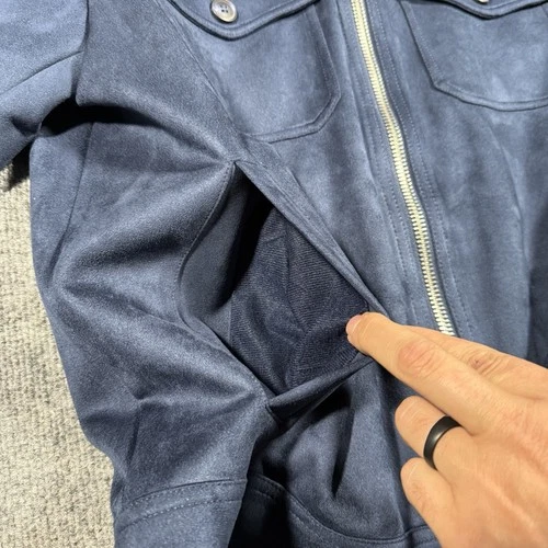 Robert Graham Vegan Suede Large Navy Blue Field Jacket  NWT. $248 image 5