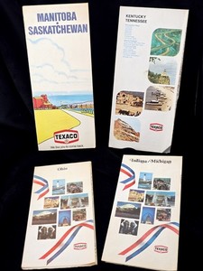 Vintage Texaco Road Maps Lot Of 4 1970s Ohio Indiana Michigan Canada Collectible