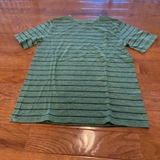 TUCKER + TATE Boys Extra Large Green Striped T-Shirt V-Neck With Front Pocket