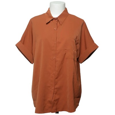 Kurzarmhemd, Größe: L, Orange, Polyester, Einfarbig, Damen #FhJ