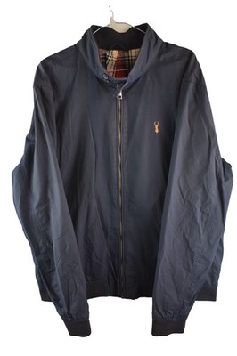Next Baumwolle Herren Reißverschluss Kragen Fahrer Mantel Jacke Größe XL blau Knopf