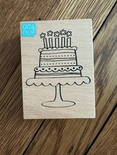 Birthday Tiered Cake Wooden Rubber Stamp, Used, 2.5 X 3.5