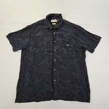 Campia Moda Black Floral Print Short Sleeve Button-Up Rayon Shirt Men's L