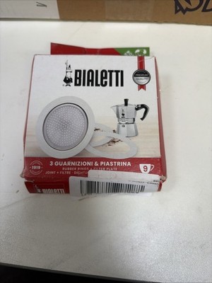 Bialetti 2 Tassen Mokka Express Topf 1 x Filter + 3 x Dichtungen - verpackt - Made in Italy