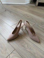 Dorothy Perkins light pink suede slingback heels size 6 Heel 4 Inch