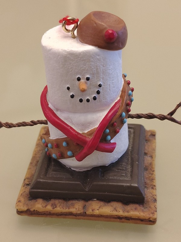 S'mores Marshmallow Snowman Christmas Ornament