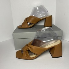 Everlane The Day Twist Heel Sandals Sz 9 Brown Slip-on Leather Block Heel Italy