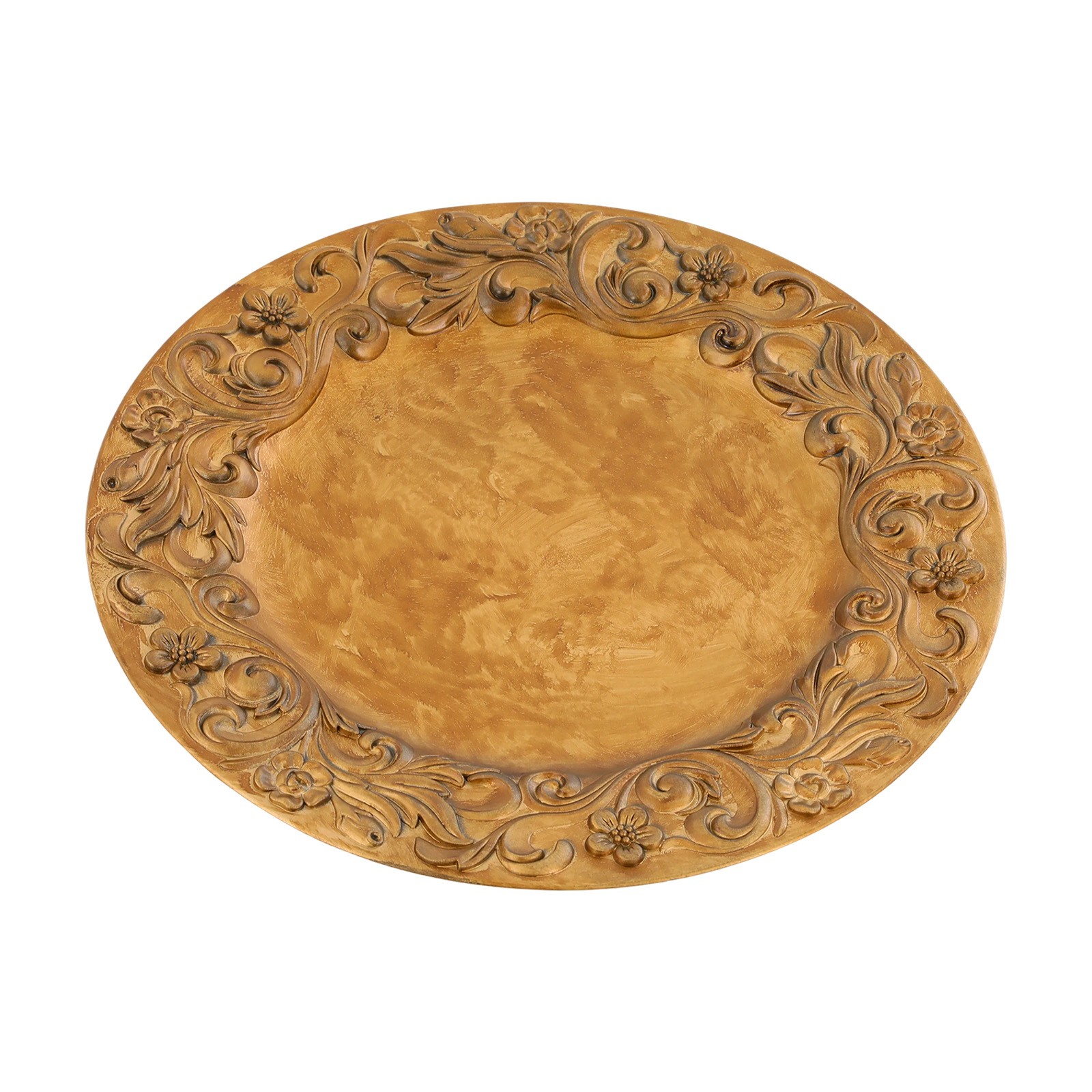 100 Pcs Antique Charger Plates Plastic Dinner Plate Decorative Chargers Gold