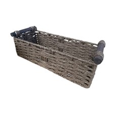 Storage Basket Rectangular Handwoven Stackable with Handle Decorative Shelf Bin