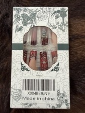 NIB 24 PCS Halloween Press On Nails Spiderweb Long Gothic Blood