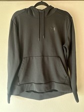Youth Under Armour Hooded Sweatshirt- Black W/ Black Logo- Youth Large-Loose Fit