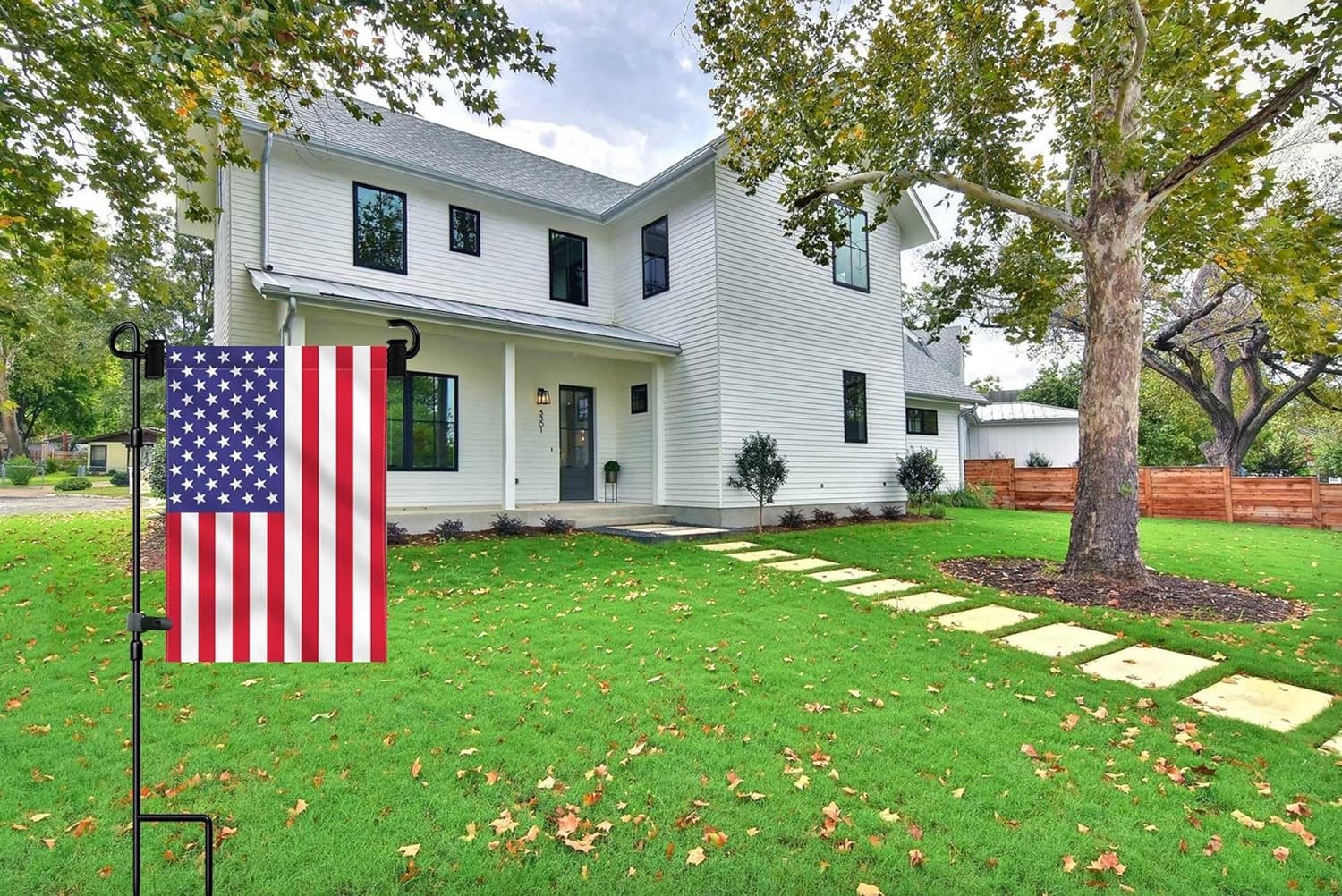 Garden Flag Stand-Holder-Pole with Garden Flag Stopper and Anti-Wind Clip for...