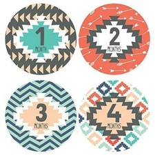 Lucy Darling - Tribal Print Pregnancy / Baby Growth Stickers, Months 1-12