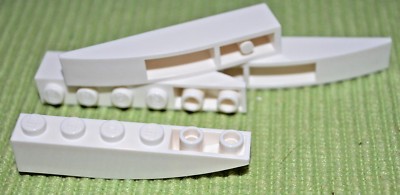 4  - 1x6 White Inverted Rounded Bottom Bow Bricks ~ New Lego Parts ~