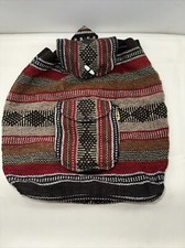Artesanias Mr. Pinzon Woven Knit Artisan Boho Backpack Black Brown Multi