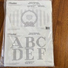 Herrschners Stamped Cross Stitch Pillowcase 2 Nautical Monogram  110174 Queen