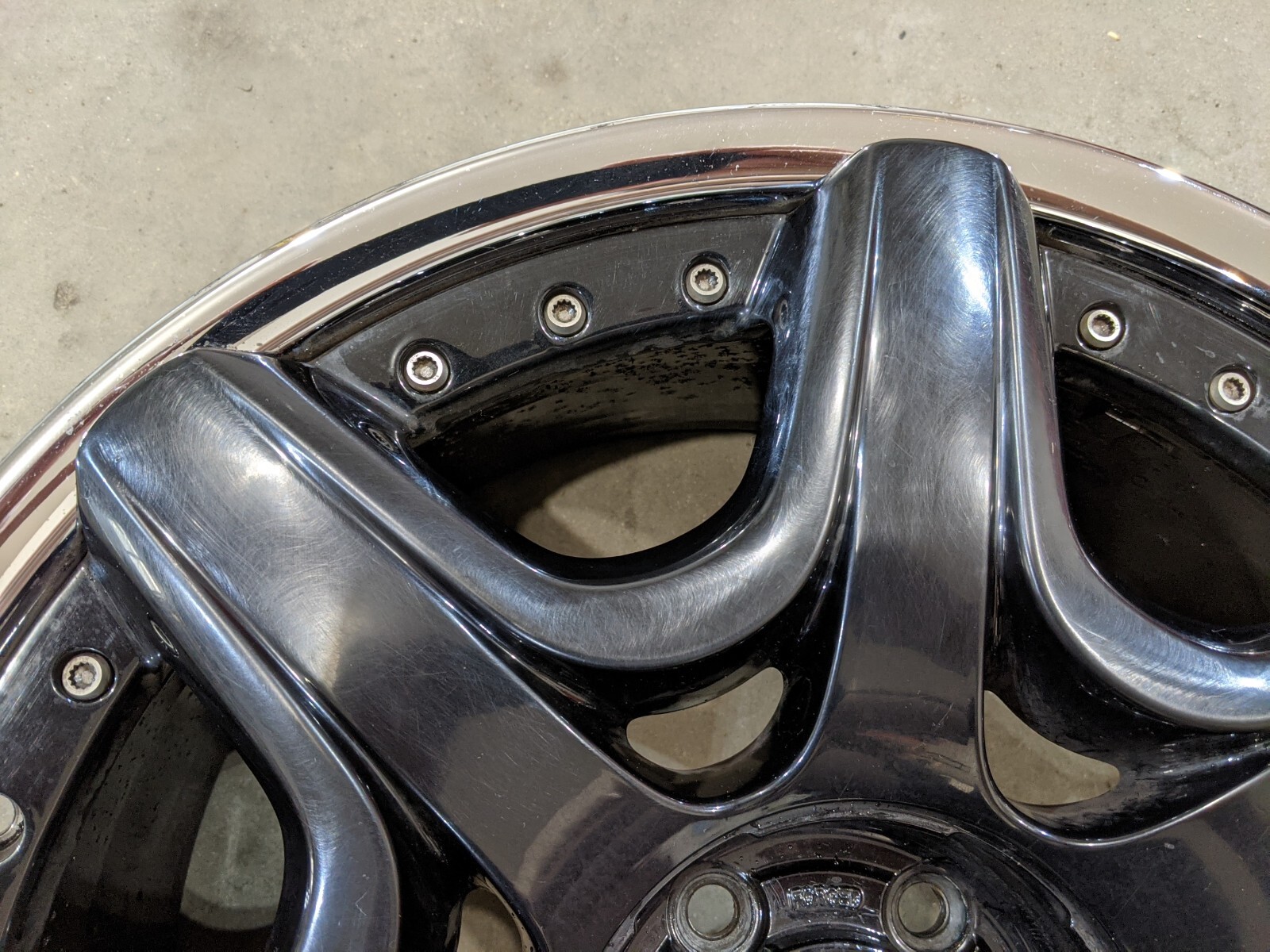 black & chrome Bentley Continental flying spur mulliner 7 spoke OEM wheel rim 20