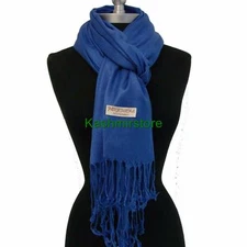 NEW Women Soft PASHMINA Cashmere SILK Classic Shawl Scarf Wrap Solid Blue#W01