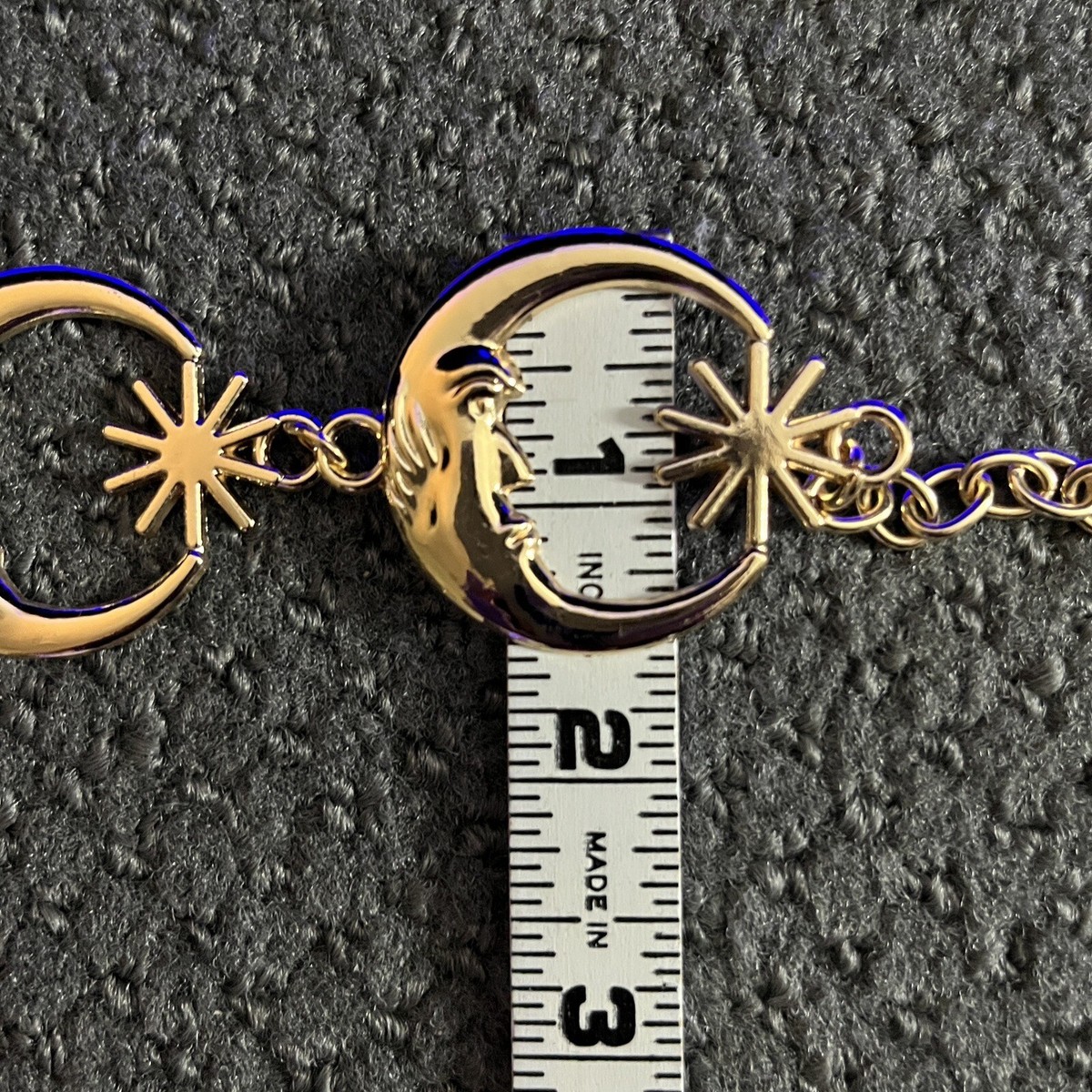 Gold Tone Celestial Moon Chain Belt Sun Face Star M Retro 