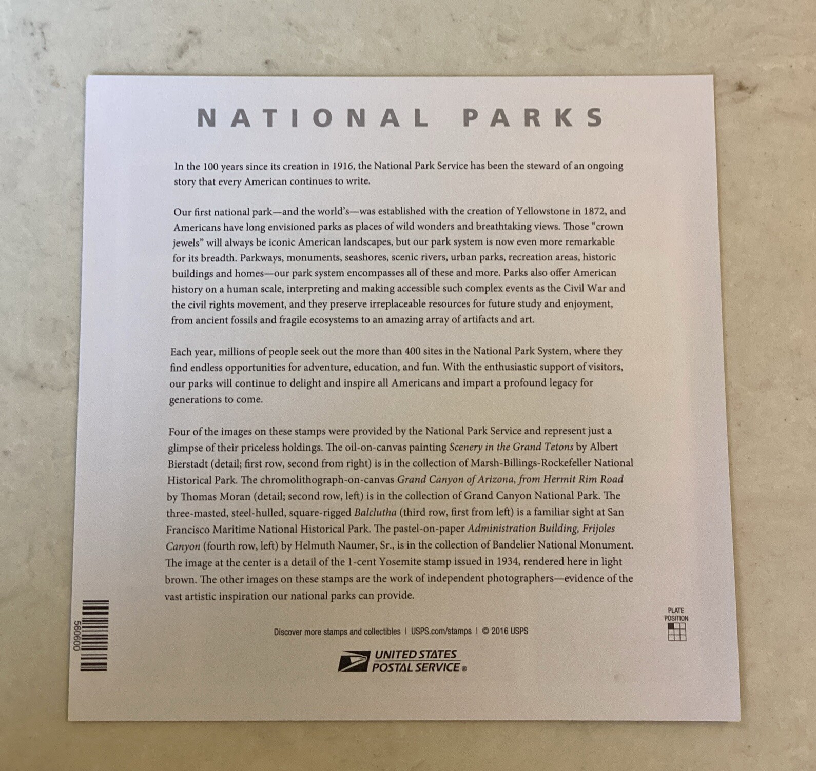 USPS First Class Stamps “National Parks” 2016 NEW Sheet of 16 eBay