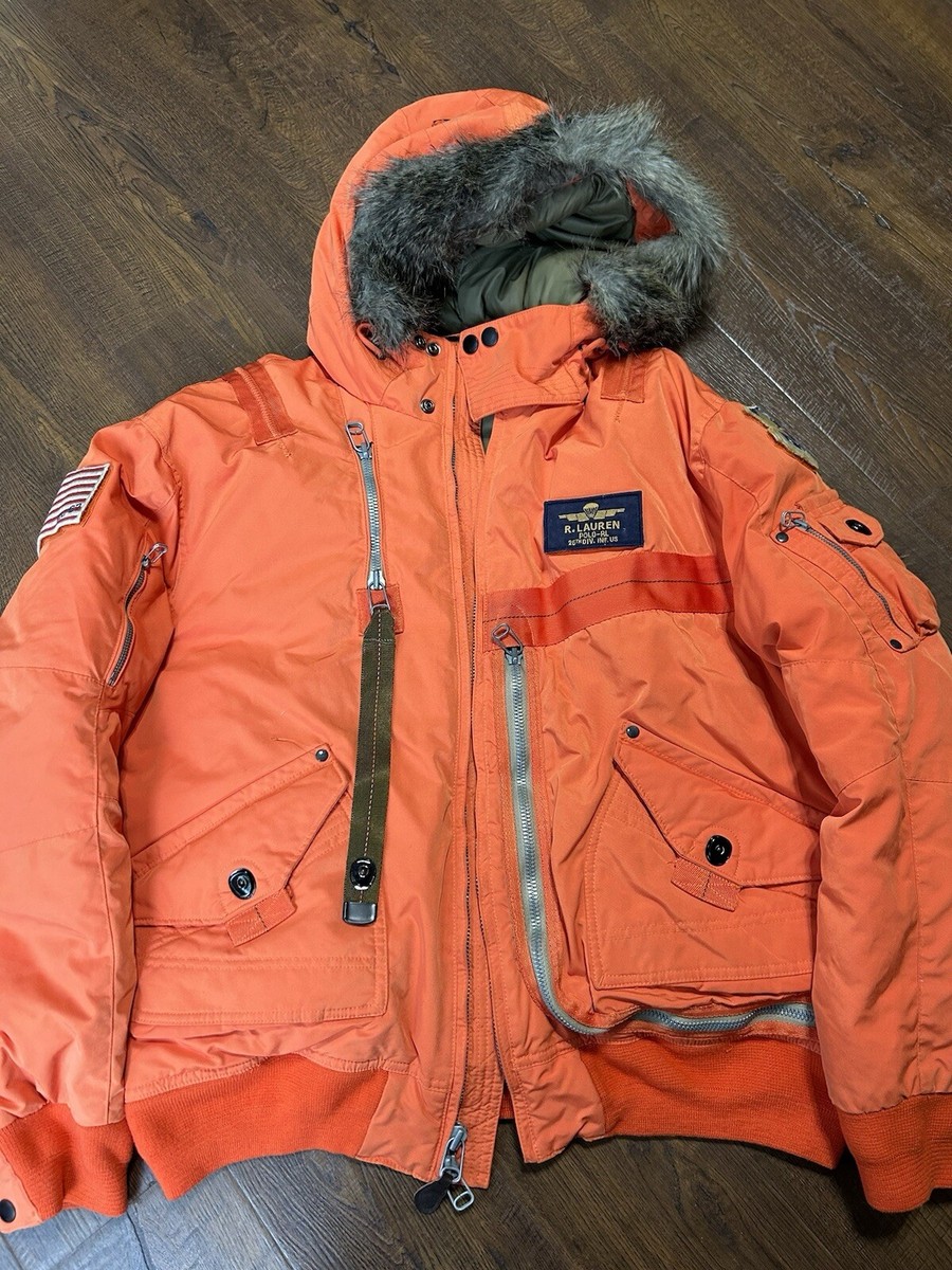 Polo Ralph Lauren N 2A Orange Down Jacket Flight Jacket | eBay