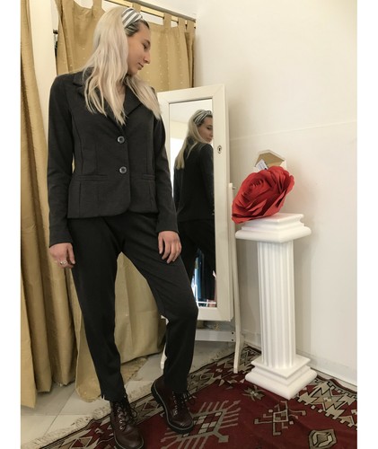 pantalone da donna a sigaretta punto milano tailleur classico inverno  elastico | eBay