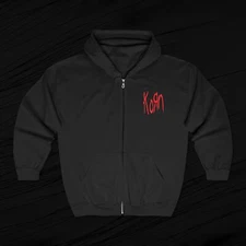 Korn Red Logo Zip Up Hoodie, Heavy Blend Hoodie, Unisex Zippered Sweatshirt