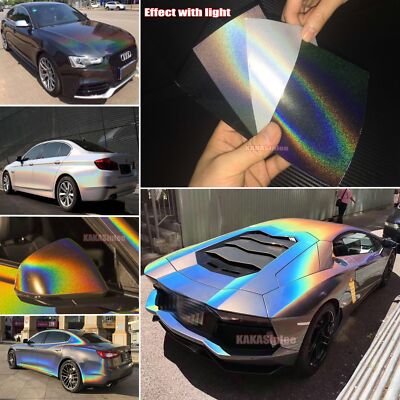 Full Car Wrap Rainbow Mirror Chrome Holographic Chameleon Laser Vinyl Sticker US